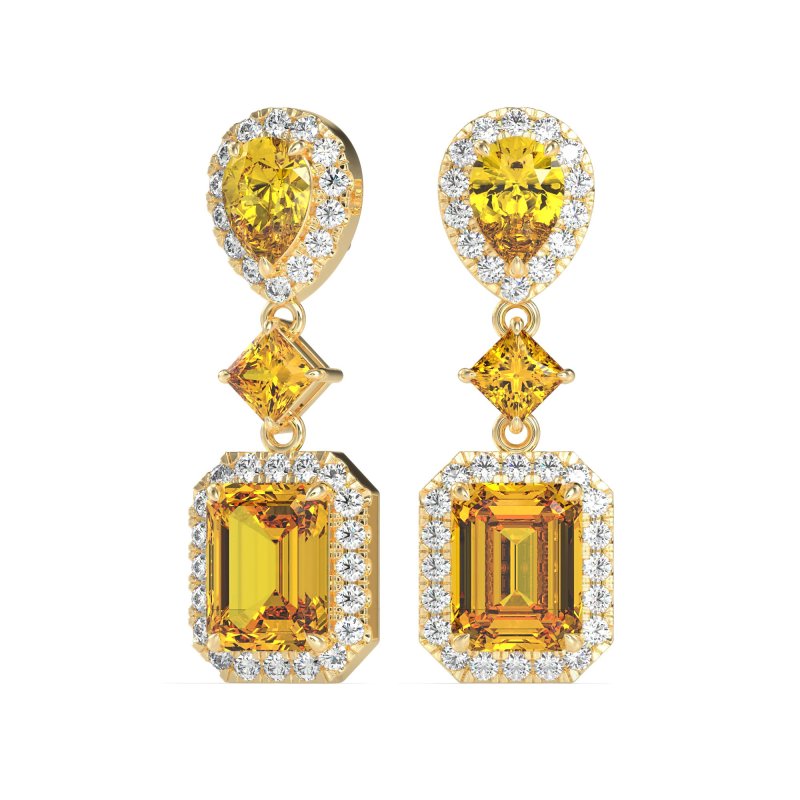 Multi Shape Halo Antique Dangle Earrings