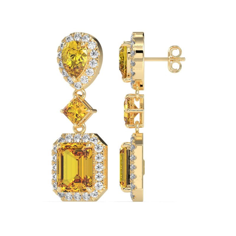 Multi Shape Halo Antique Dangle Earrings