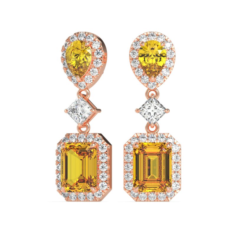Multi Shape Halo Antique Dangle Earrings