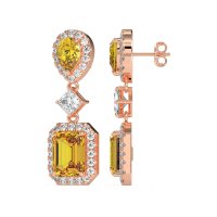 Multi Shape Halo Antique Dangle Earrings