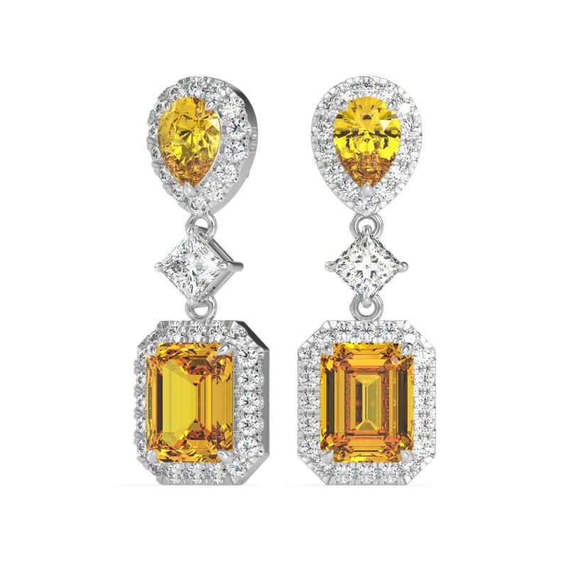 Multi Shape Halo Antique Dangle Earrings