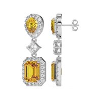 Multi Shape Halo Antique Dangle Earrings