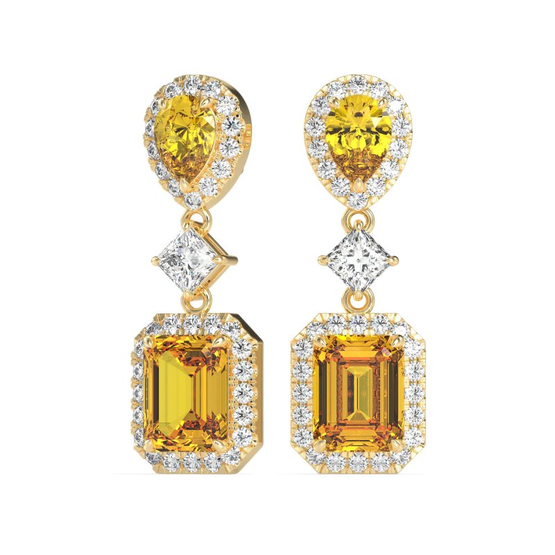 Multi Shape Halo Antique Dangle Earrings