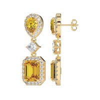 Multi Shape Halo Antique Dangle Earrings