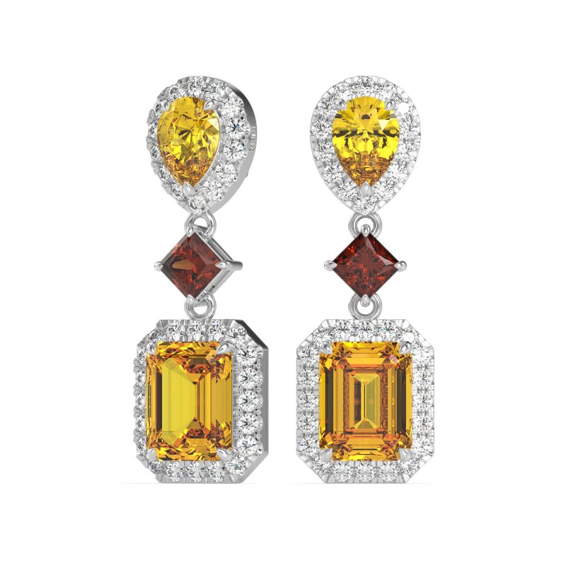 Multi Shape Halo Antique Dangle Earrings