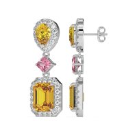 Multi Shape Halo Antique Dangle Earrings