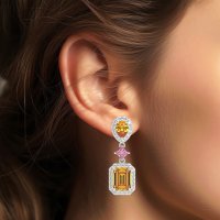 Multi Shape Halo Antique Dangle Earrings