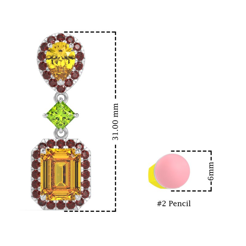 Multi Shape Halo Antique Dangle Earrings