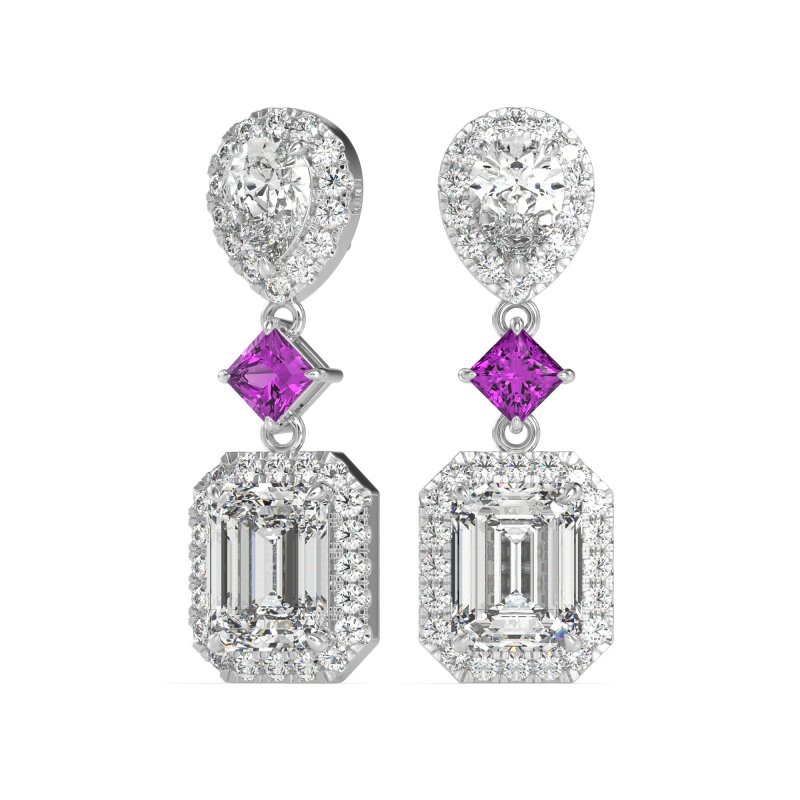 Multi Shape Halo Antique Dangle Earrings