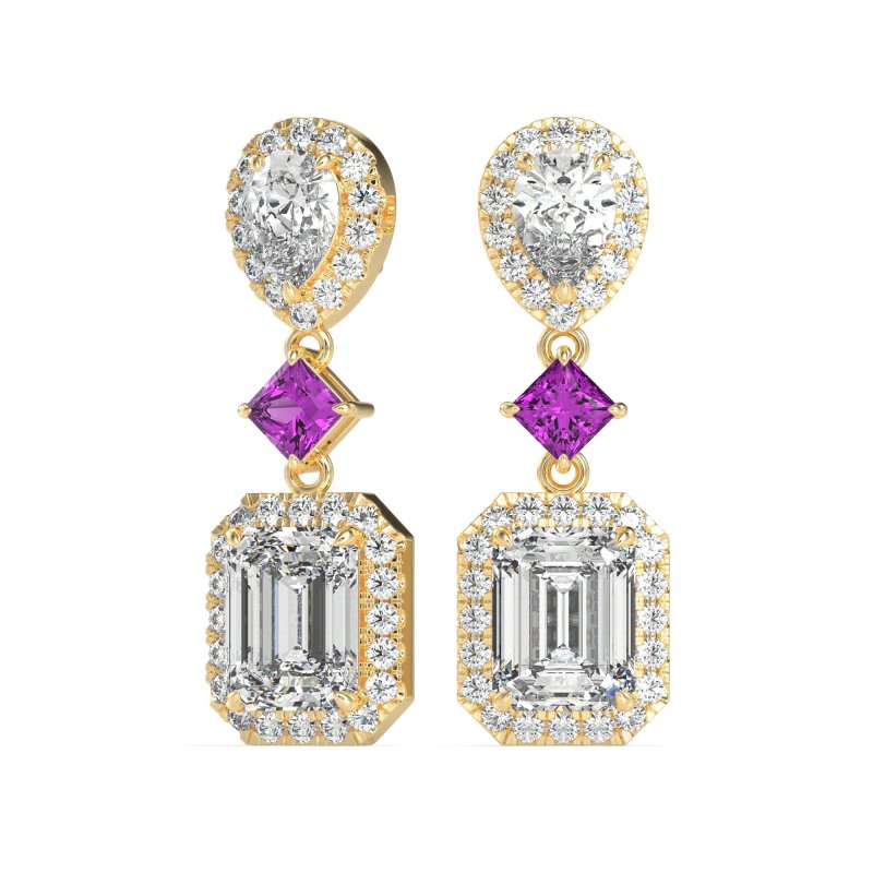 Multi Shape Halo Antique Dangle Earrings