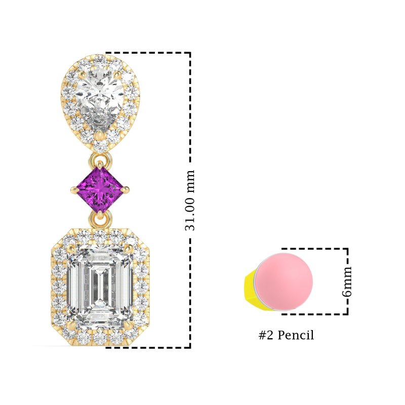 Multi Shape Halo Antique Dangle Earrings