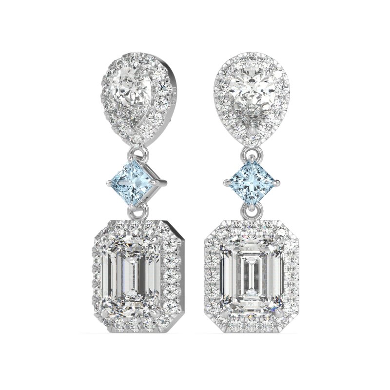 Multi Shape Halo Antique Dangle Earrings