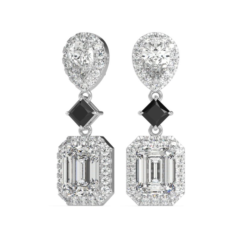 Multi Shape Halo Antique Dangle Earrings