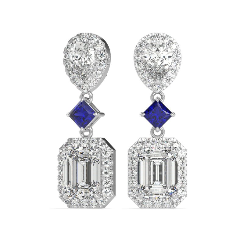 Multi Shape Halo Antique Dangle Earrings