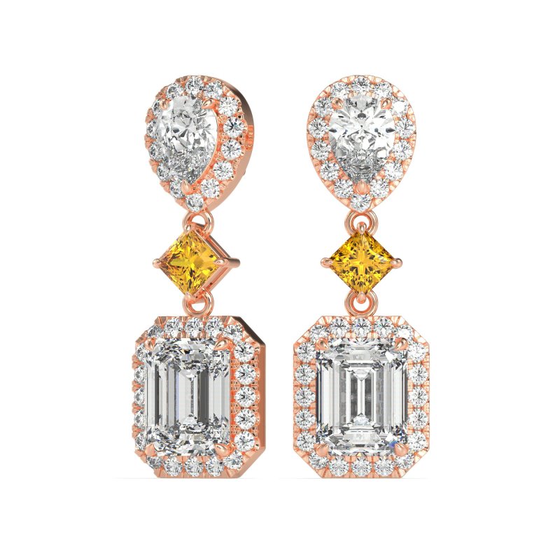Multi Shape Halo Antique Dangle Earrings