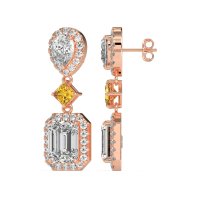 Multi Shape Halo Antique Dangle Earrings