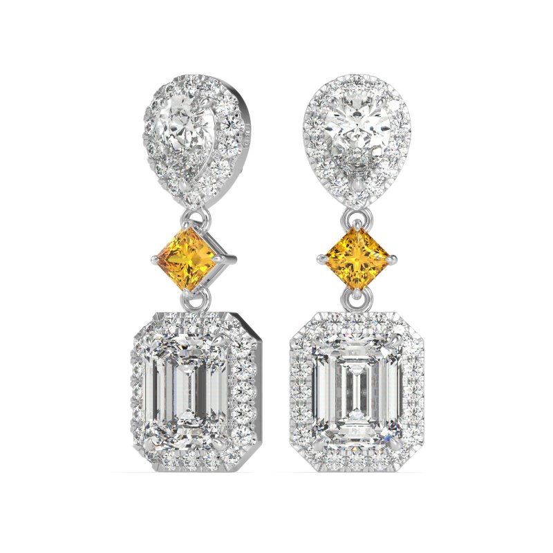 Multi Shape Halo Antique Dangle Earrings