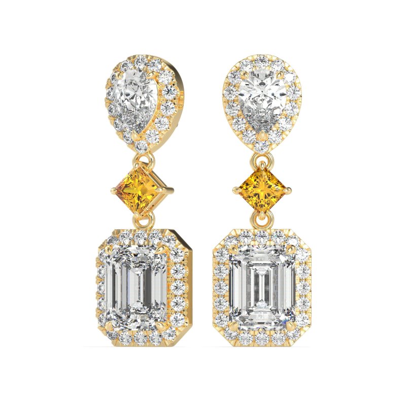 Multi Shape Halo Antique Dangle Earrings