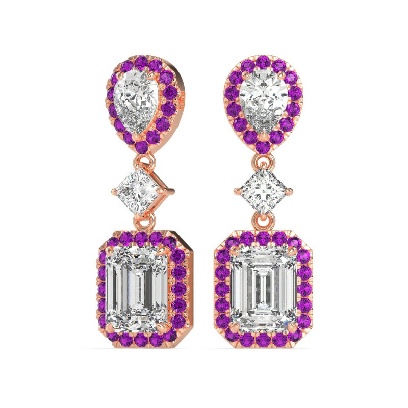 Multi Shape Halo Antique Dangle Earrings