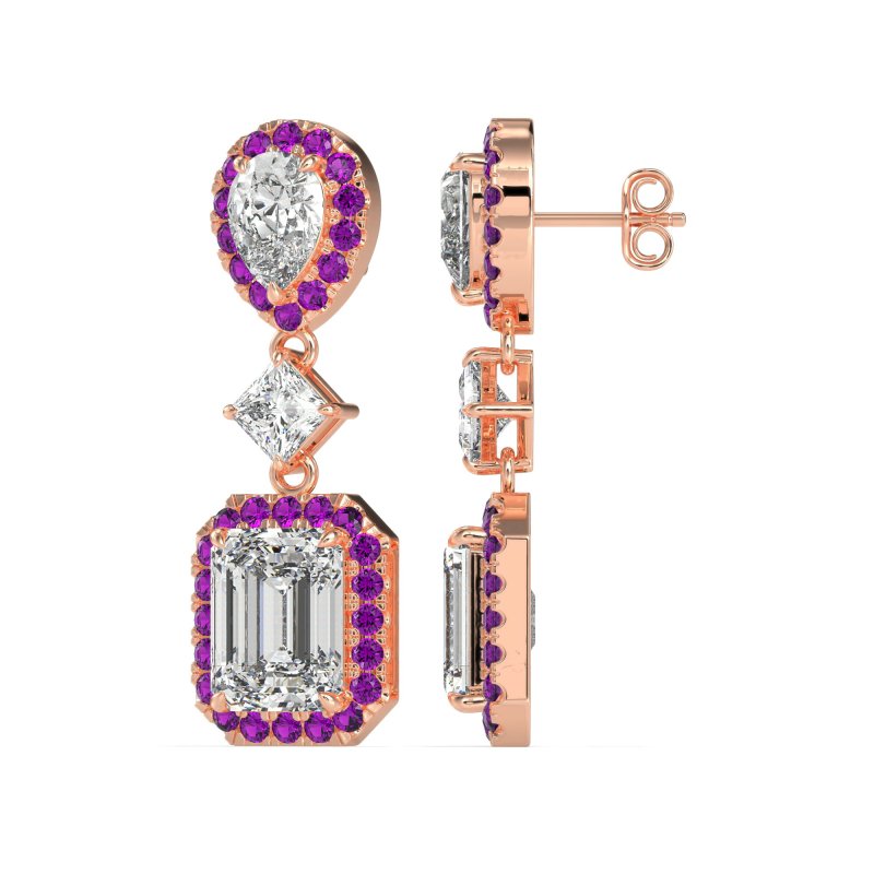 Multi Shape Halo Antique Dangle Earrings