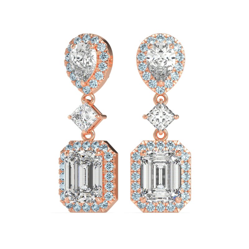Multi Shape Halo Antique Dangle Earrings