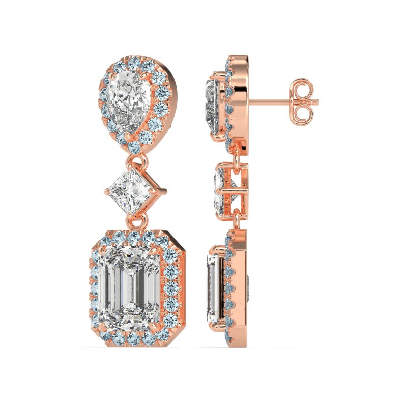 Multi Shape Halo Antique Dangle Earrings