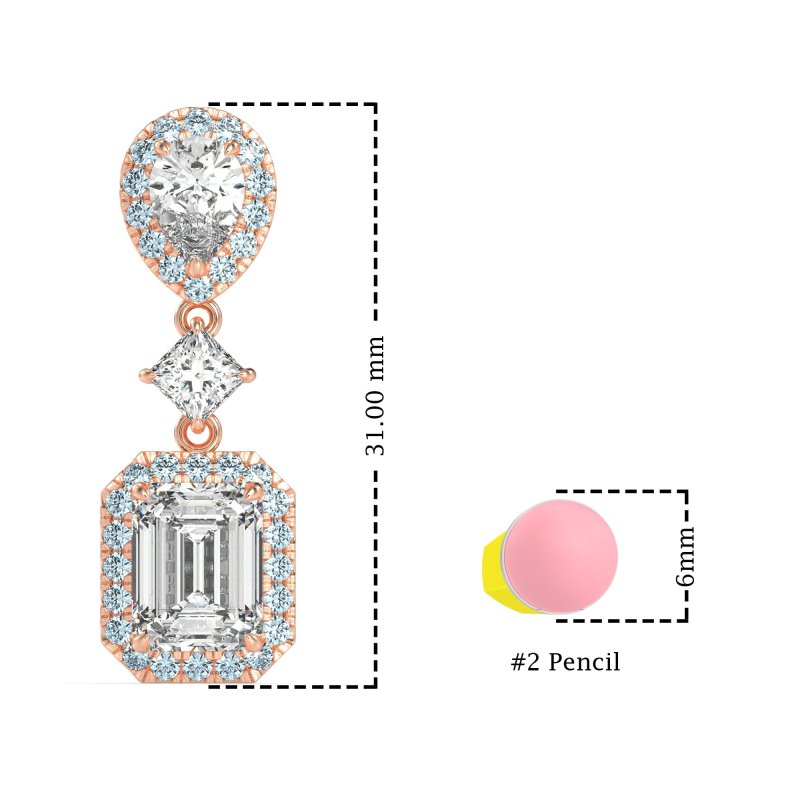 Multi Shape Halo Antique Dangle Earrings