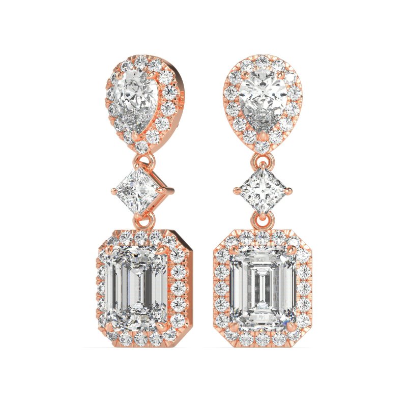 Multi Shape Halo Antique Dangle Earrings