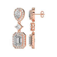 Multi Shape Halo Antique Dangle Earrings