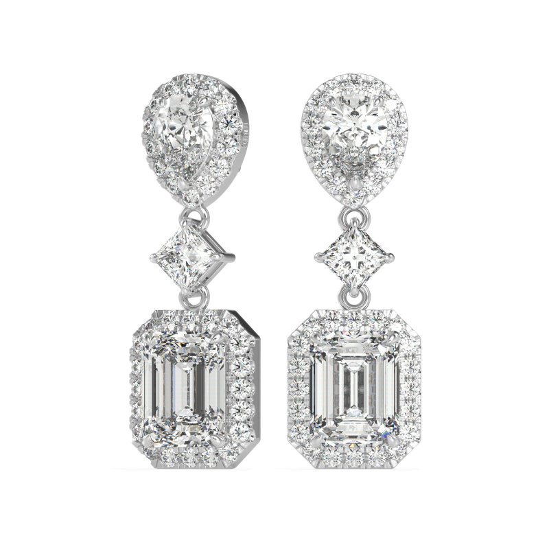 Multi Shape Halo Antique Dangle Earrings