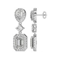 Multi Shape Halo Antique Dangle Earrings