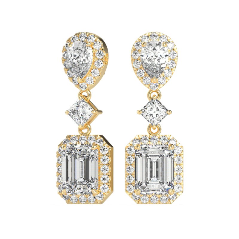 Multi Shape Halo Antique Dangle Earrings