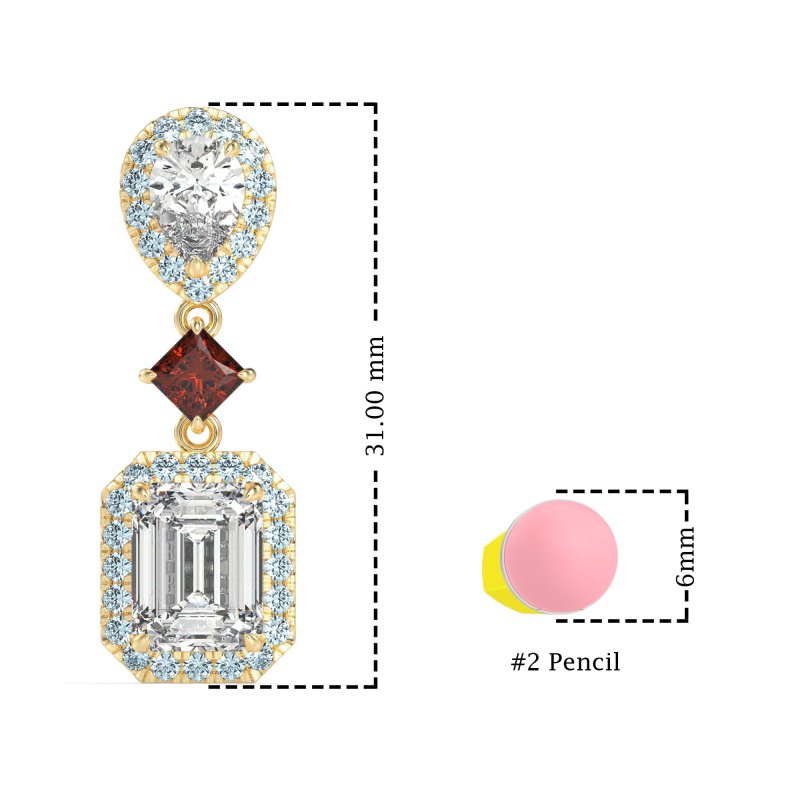 Multi Shape Halo Antique Dangle Earrings