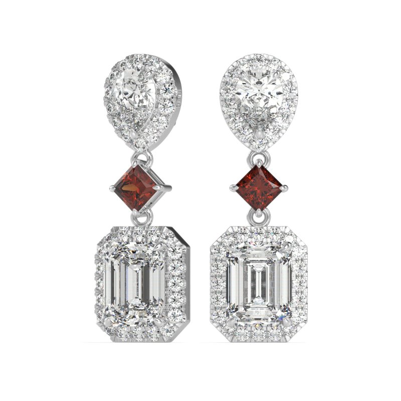 Multi Shape Halo Antique Dangle Earrings