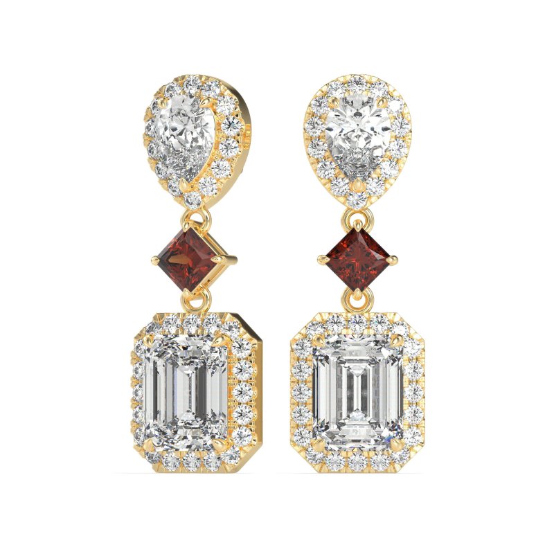 Multi Shape Halo Antique Dangle Earrings