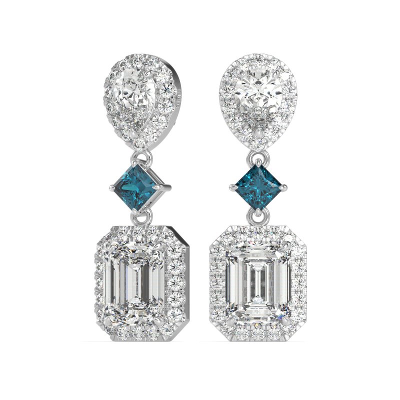 Multi Shape Halo Antique Dangle Earrings