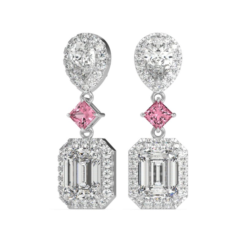 Multi Shape Halo Antique Dangle Earrings