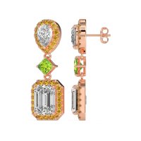 Multi Shape Halo Antique Dangle Earrings