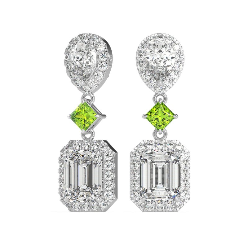 Multi Shape Halo Antique Dangle Earrings