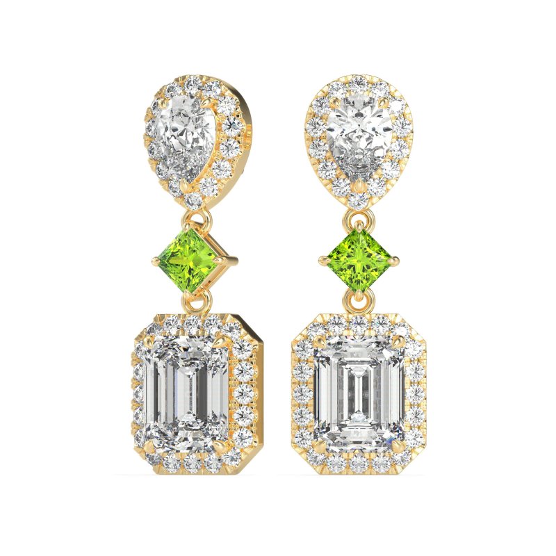 Multi Shape Halo Antique Dangle Earrings