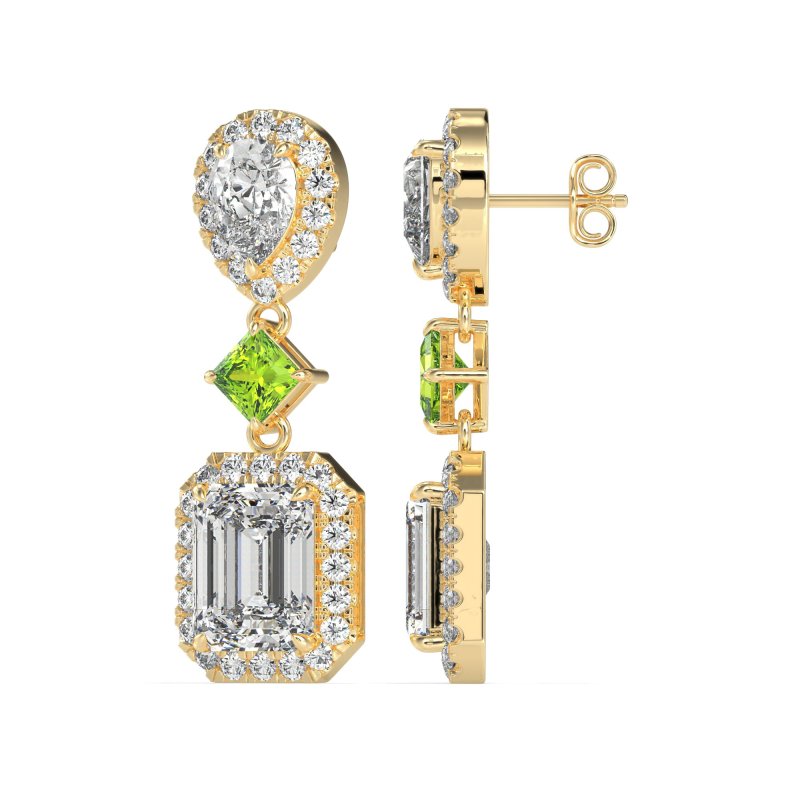 Multi Shape Halo Antique Dangle Earrings