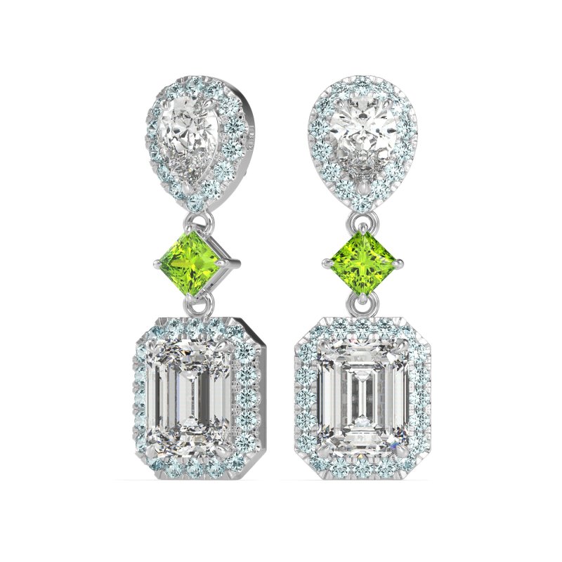 Multi Shape Halo Antique Dangle Earrings