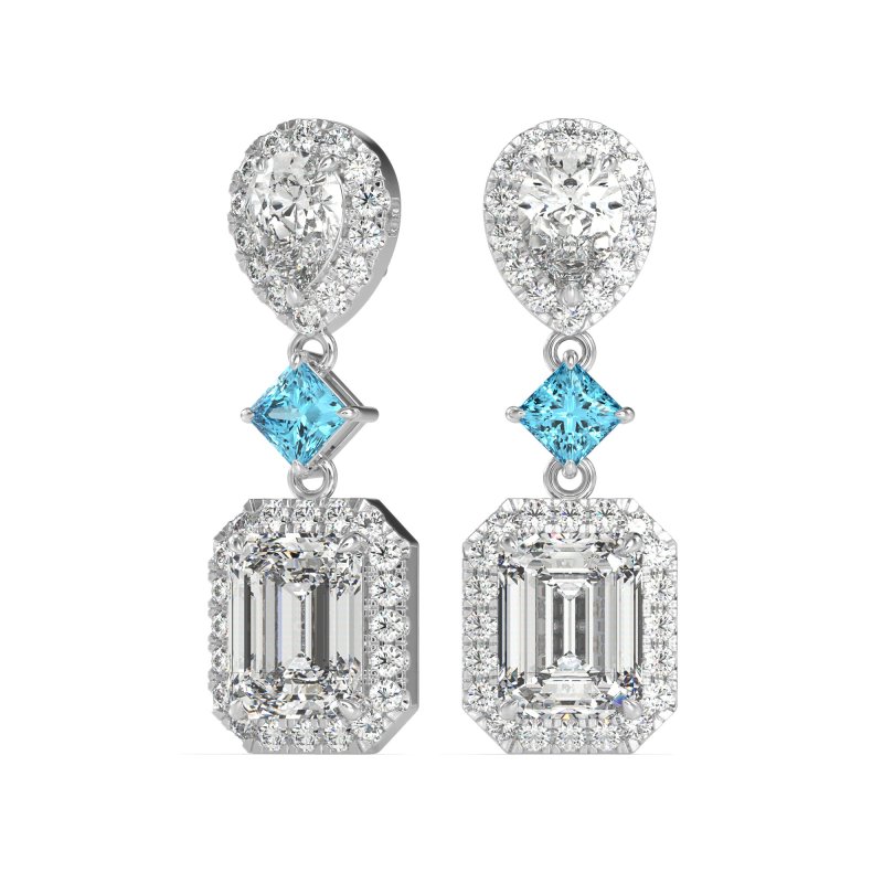 Multi Shape Halo Antique Dangle Earrings