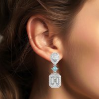 Multi Shape Halo Antique Dangle Earrings