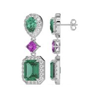 Multi Shape Halo Antique Dangle Earrings