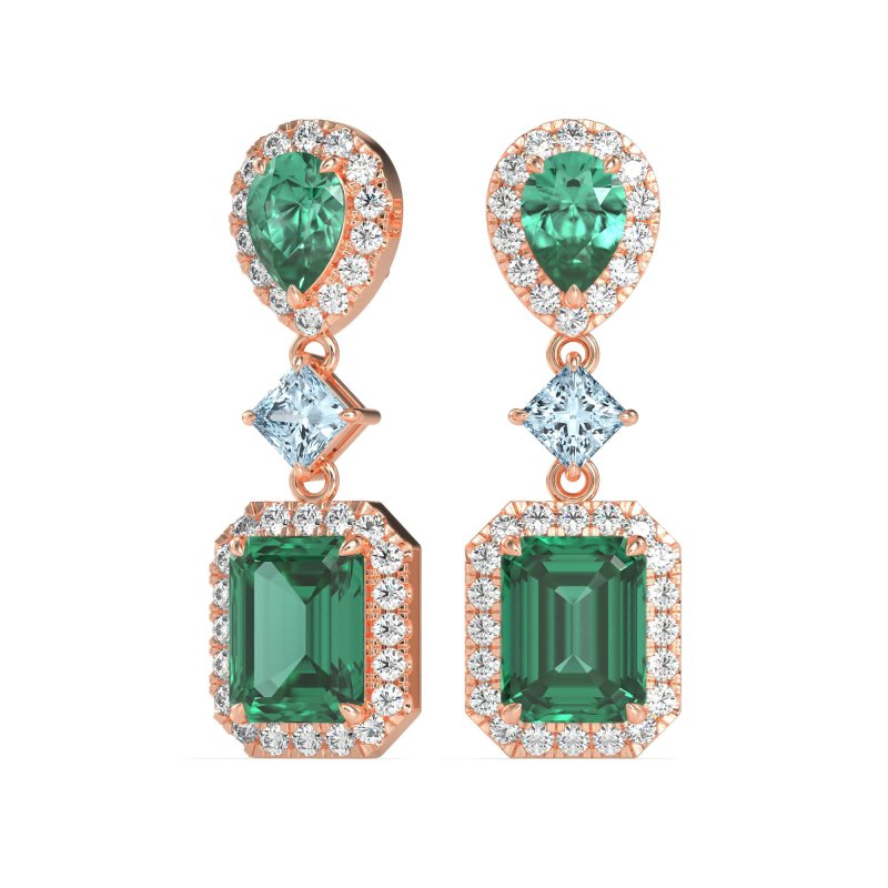 Multi Shape Halo Antique Dangle Earrings