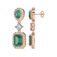 Multi Shape Halo Antique Dangle Earrings
