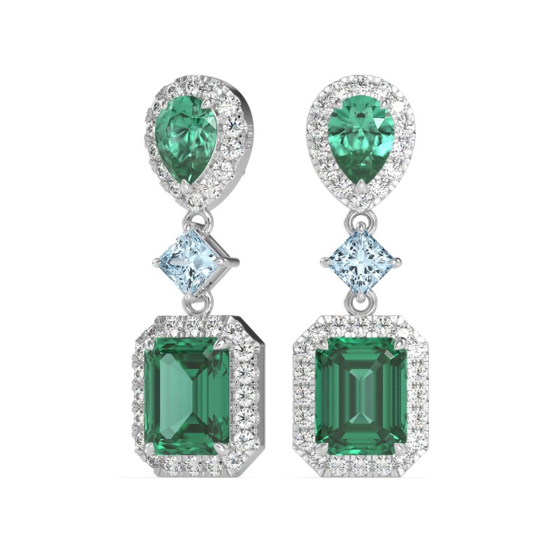 Multi Shape Halo Antique Dangle Earrings