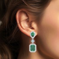 Multi Shape Halo Antique Dangle Earrings