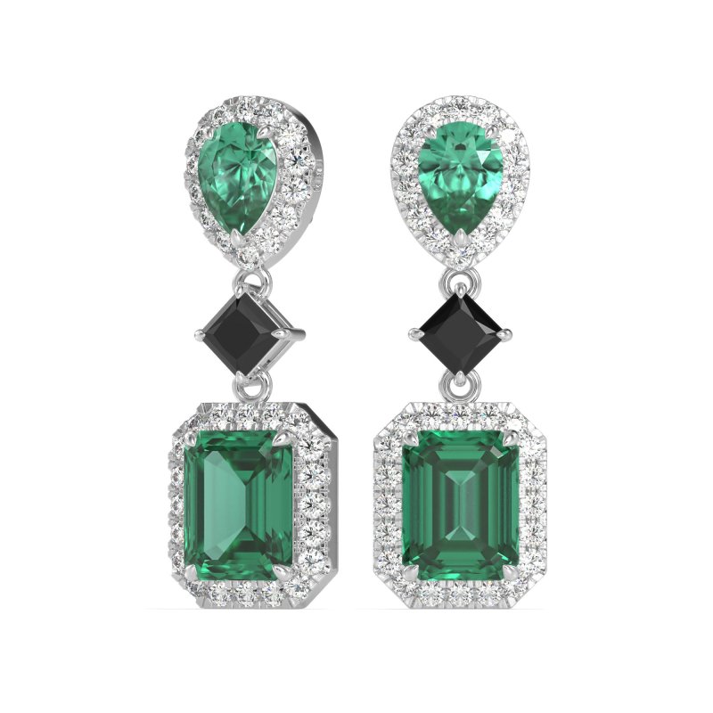 Multi Shape Halo Antique Dangle Earrings